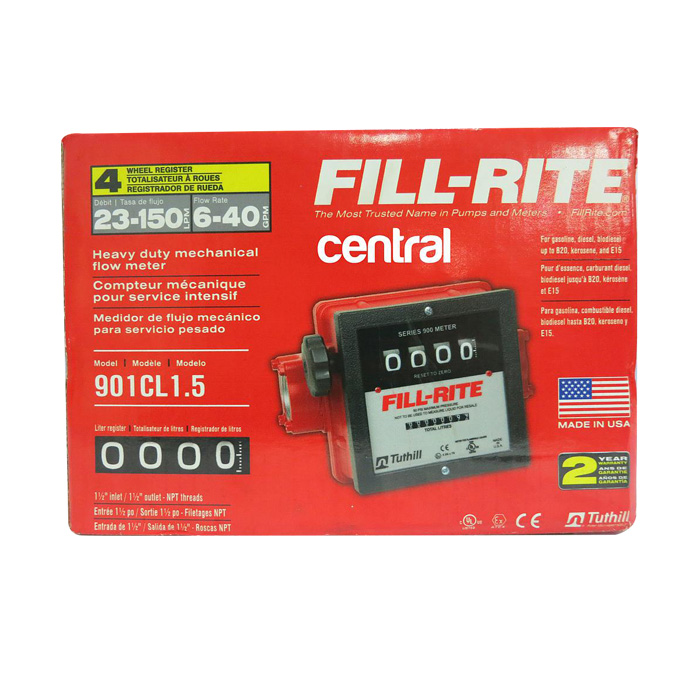 FILL-RITE Tuthill Flow Meter Gasoline  1-1/2"x 4 Digit NPT  FR-901CL