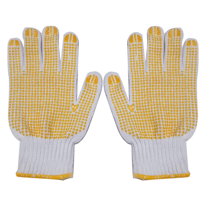 HERON Sarung Tangan Kain Cotton Hand Gloves Polkadot Yellow 12 Pasang