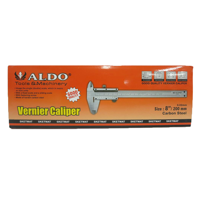 ALDO Jangka Sorong Vernier Caliper Sketmat 8"/200mm Carbon Steel SMT08