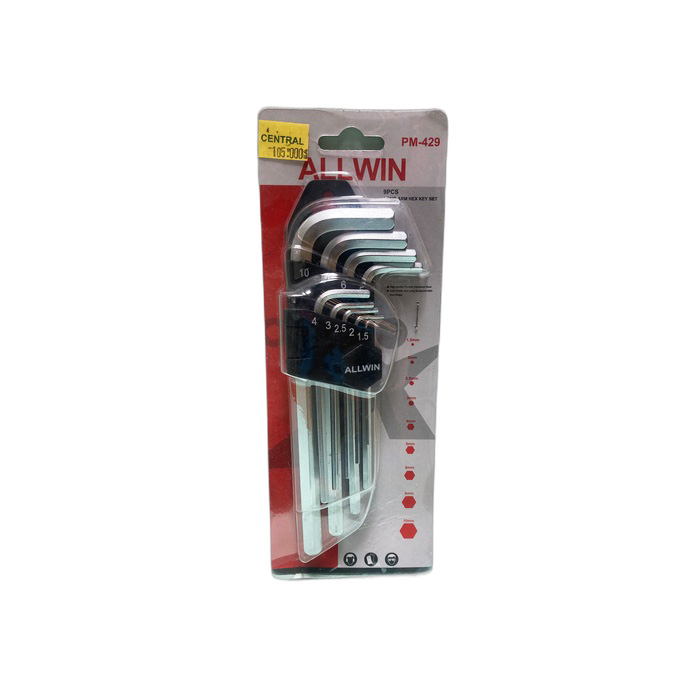 ALLWIN Kunci L 1 Set Hex Key Set Set Isi 9pcs PM429 1,5 - 10MM
