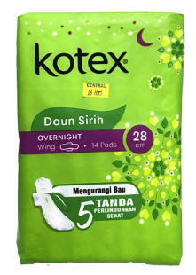 KOTEX Daun Sirih Overnight Wing 28cm 14s