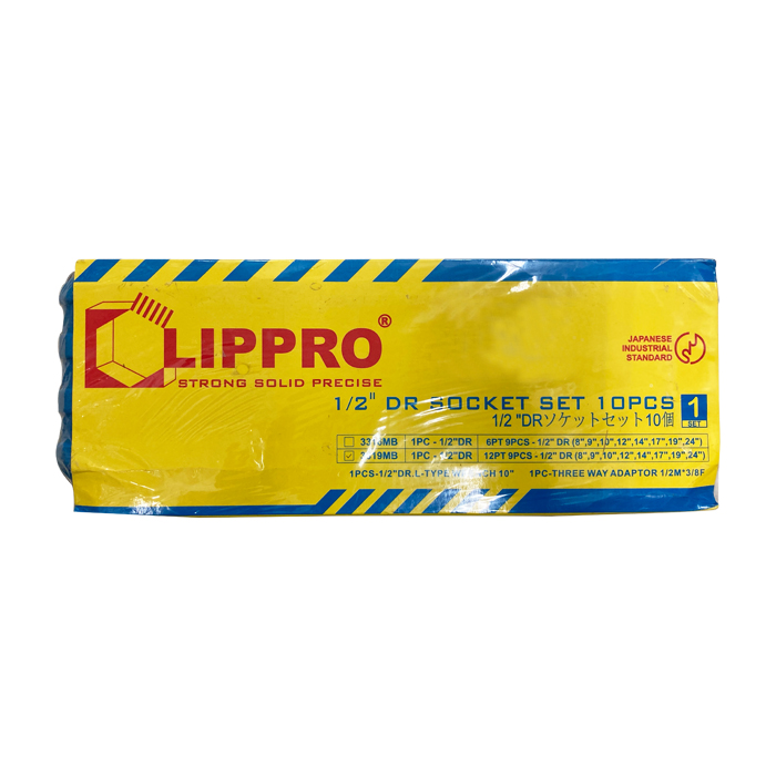 LIPPRO 1/2" Socket Set 10pc 12PT PVC 3319MB
