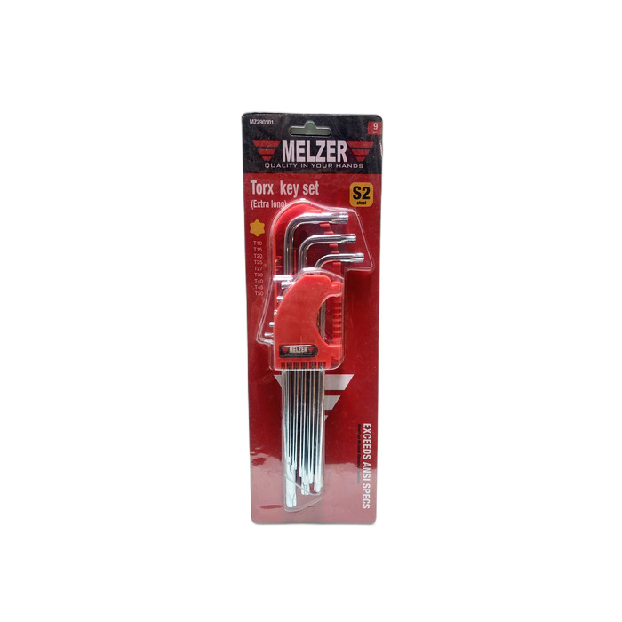 MELZER Kunci L 1 Set Hex Key Torx Set Extra Long 9pcs MZ290301