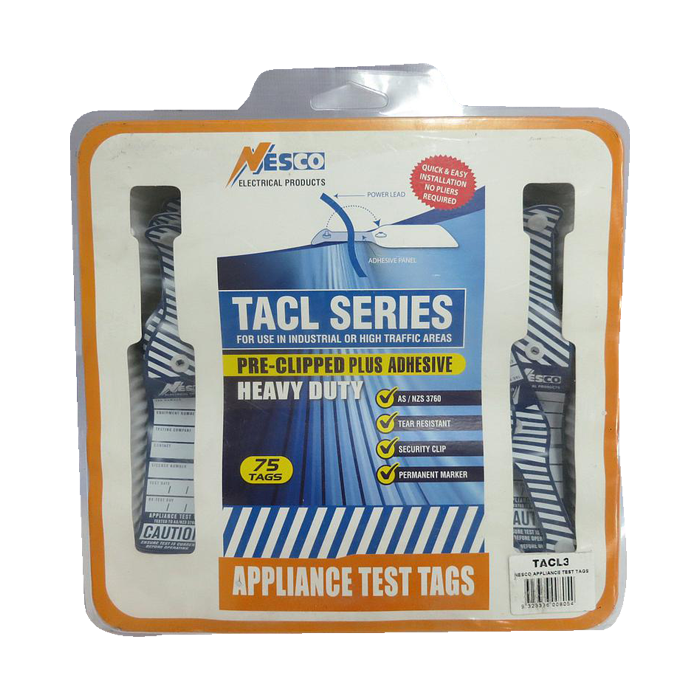NESCO Appliance Test Tags Blue TACL3