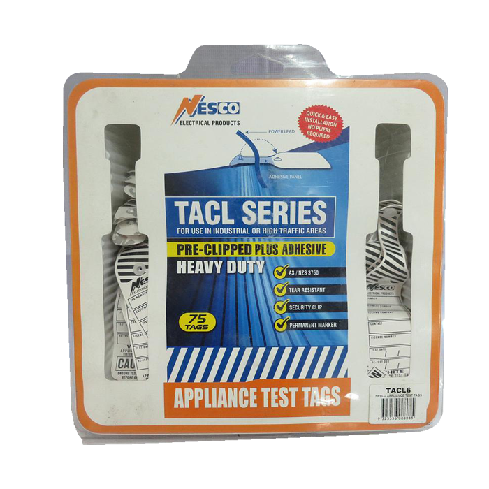 NESCO Appliance Test Tags White TACL6