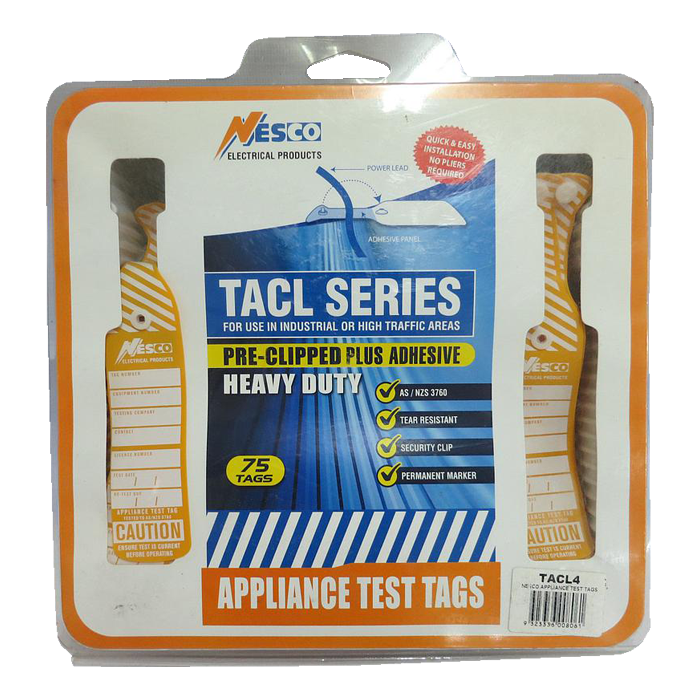 NESCO Appliance Test Tags Yellow TACL4