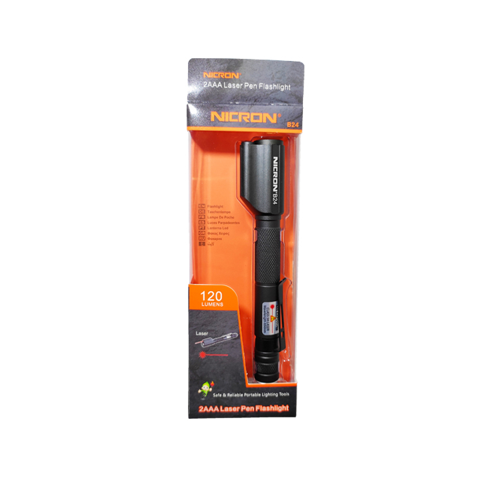 NICRON Senter Swat Pen Light Red Laser Flashlight 1W B24