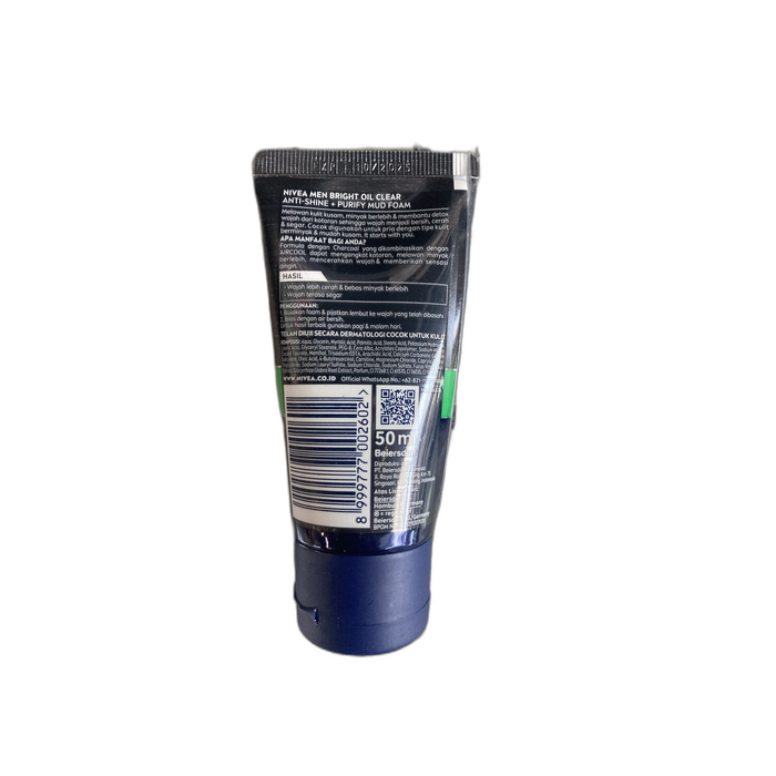 NIVEA Men Facial Foam Bright 8H Oil Clear Anti-Shine + Purify AirCool 50ml image 2