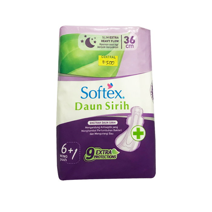 SOFTEX Daun Sirih Slim Extra Heavy Flow Wing 36cm isi 6+1s