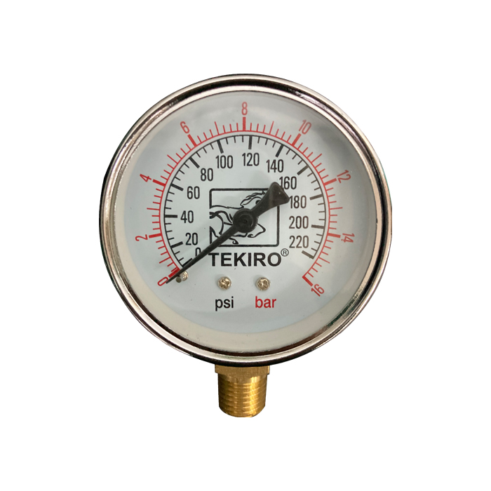 TEKIRO Manometer 4" 16kg 220psi Alat Ukur Tekanan Untuk Air Angin Gas Oli Minyak Pressure Gauge Manometer AU-PG0989