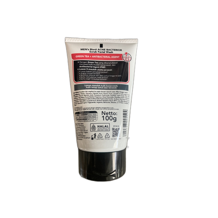 BIORE Mens Double Scrub Facial Foam Facial Acne Bacterior 100gr image 2