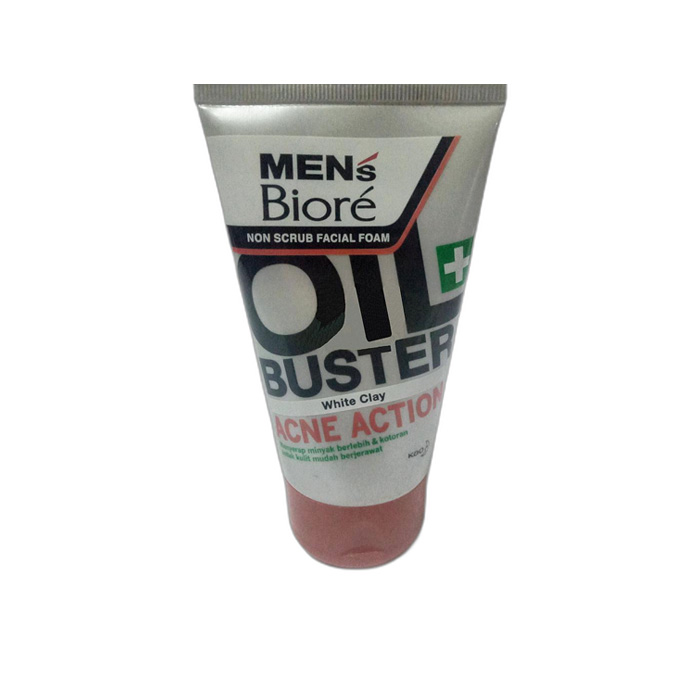 BIORE Mens Non Scrub Facial FoamOil Buster Acne Action White Clay 40gr