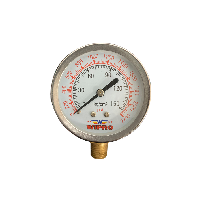 WIPRO Manometer 2.5" 150kg 2200psi Alat Ukur Tekanan Untuk Air Angin Gas Oli Minyak Pressure Gauge Manometer Isi Minyak Gliserine