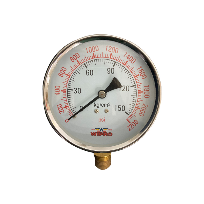 WIPRO Alat Ukur Tekanan Minyak 4" 150kg 2200 PSI dan Drat 3/8"