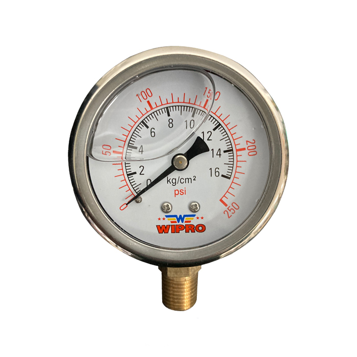 WIPRO Manometer 2.5" 16kg 250psi Alat Ukur Tekanan Untuk Air Angin Gas Oli Minyak Pressure Gauge Manometer Isi Minyak Gliserine