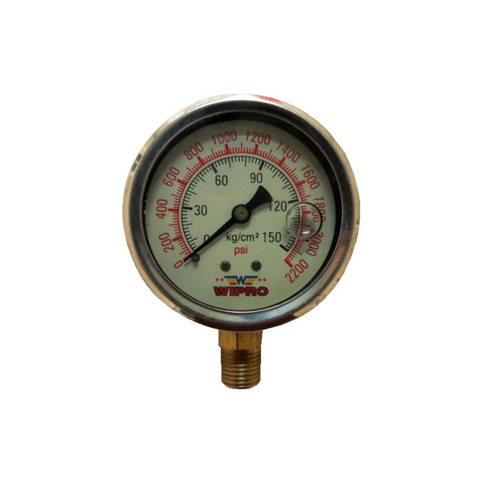 WIPRO Manometer 2.5" 150kg 2200psi Alat Ukur Tekanan Untuk Air Angin Gas Oli Minyak Pressure Gauge Manometer Isi Minyak Gliserine