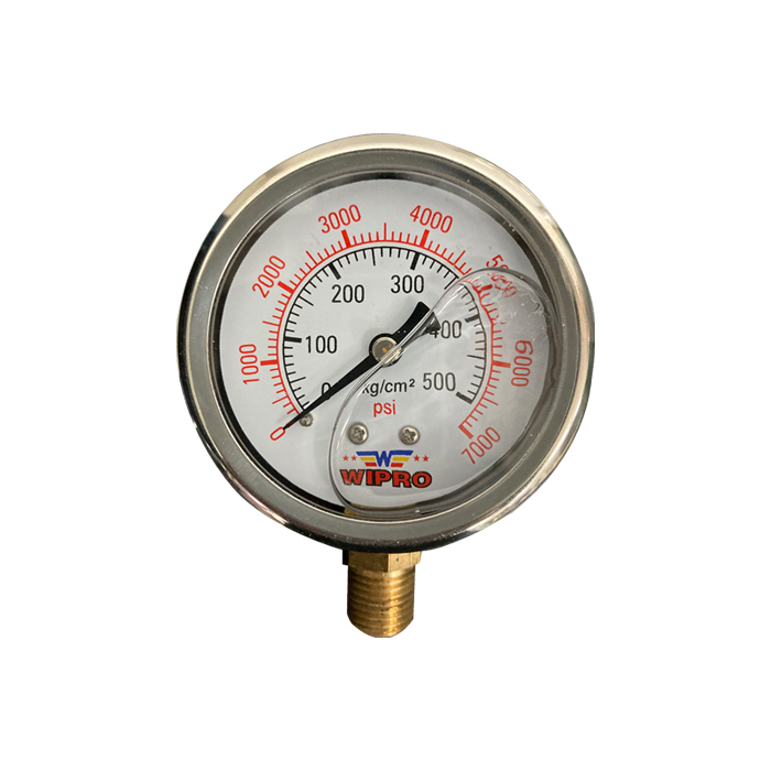 WIPRO Manometer 2.5" 500kg 7000psi Alat Ukur Tekanan Untuk Air Angin Gas Oli Minyak Pressure Gauge Manometer Isi Minyak Gliserine